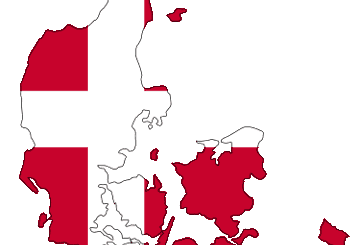 Kaart van Denemarken met Deense vlag