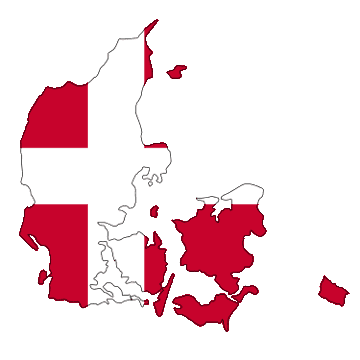 Kaart van Denemarken met Deense vlag
