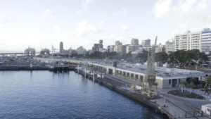 Uitzicht naar de veerhaven van Santa Cruz de Tenerife op de Canarische Eilanden.