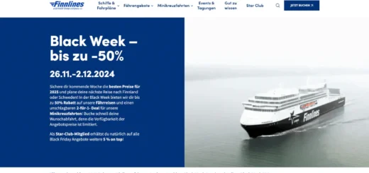 Finnlines Zwarte week met 55% korting voor Star Club-leden.