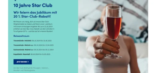 Finnlines 20% korting voor Star Club-leden ter gelegenheid van het 10-jarig jubileum.