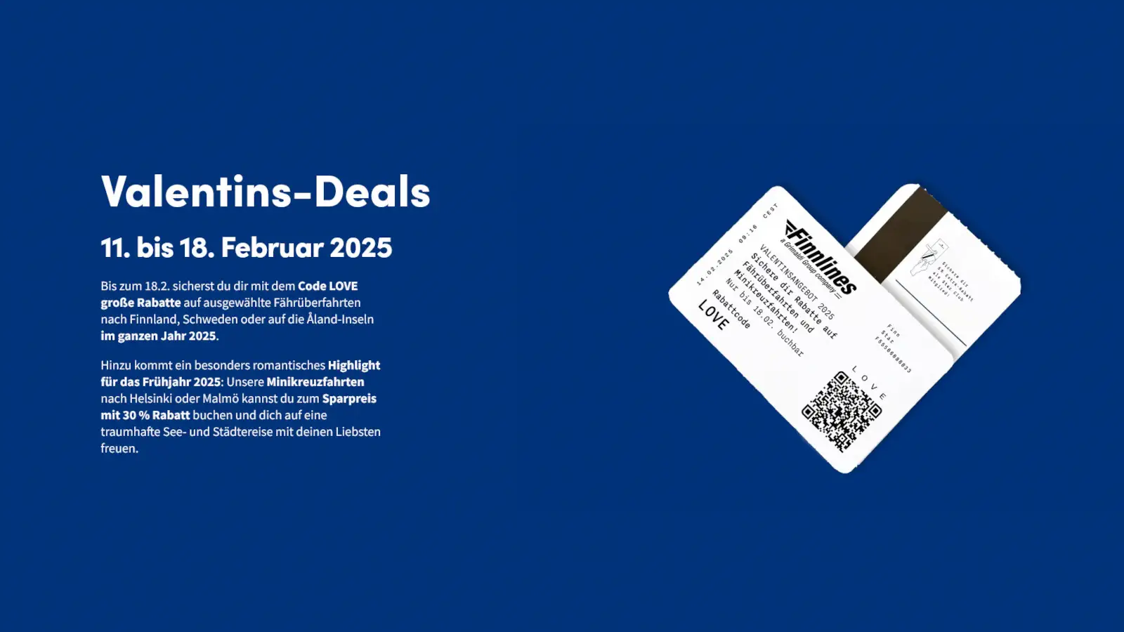 Finnlines Valentijnsaanbieding met 50% korting