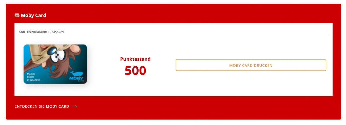 Bekijk de Moby Card in de Moby Lines klantenaccount.