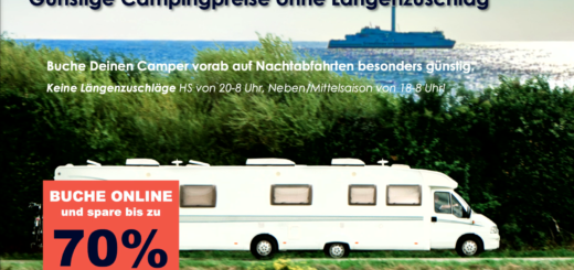 Scandlines Camper Ticket met voordelige prijzen voor campers en auto's met caravans zonder lengtetoeslag.
