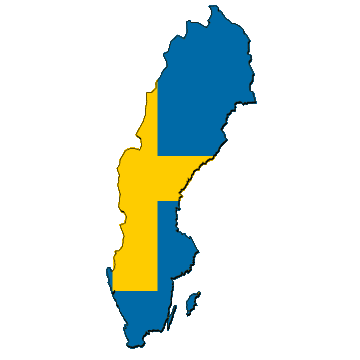 Kaart en vlag van Zweden
