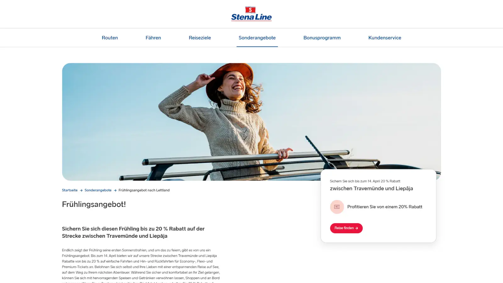 Stena Line Voorjaarsaanbieding met 20% korting naar Letland