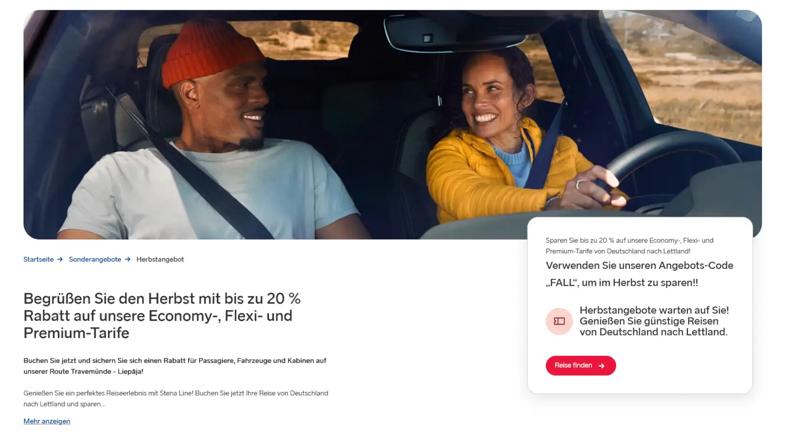Stena Line Herfstaanbieding met 20% korting naar Letland