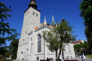 De kathedrale kerk van St Katrin in Visby naar het eiland Gotland.